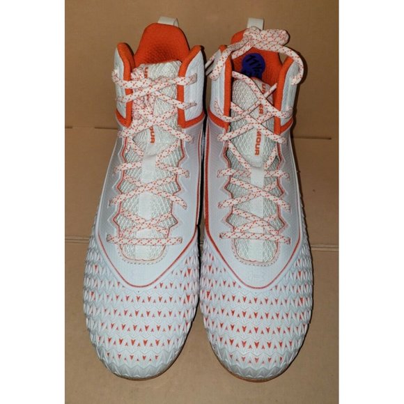 Under Armour Men\'s Hammer MC Football Cleats Size 10.5 White-Orange 3022836-117 main image 8